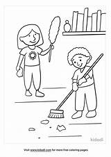 Kids Cleaning Coloring Pages sketch template