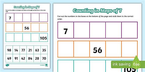 Counting in 7s Cut and Stick Worksheet / Worksheet - Twinkl