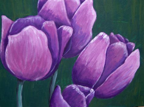 Purple Tulips Acrylic Painting | Tulip painting, Flower painting, Acrylic painting inspiration