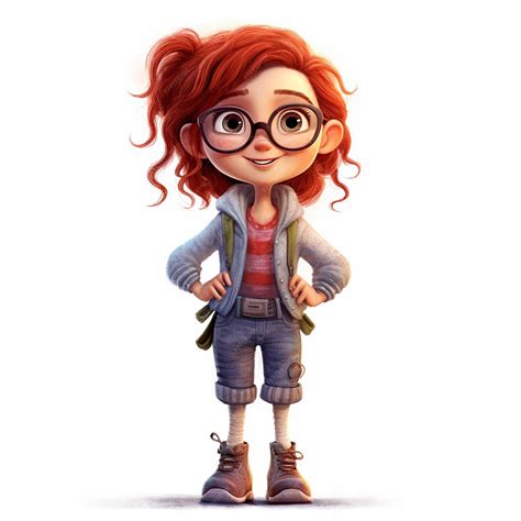 Premium AI Image | A cartoon of a girl with red hair and glasses on ...