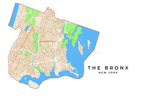 Vector Map Of The Bronx, New York, USA Stock Vector - Illustration of bronx, large: 137407899