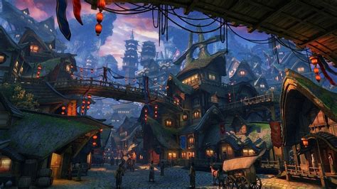 Old chinese market Wallpaper | Fantasy village, Japanese fantasy, Village concept art