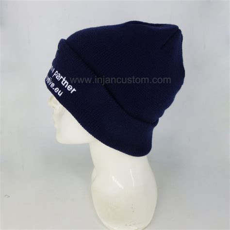 Custom Embroidered Beanie Hats with Flat Embroidery Logo on Cuff ...