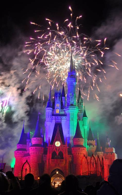 Fireworks at Disney Cinderella Castle Editorial Photo - Image of detailed, charming: 23037256