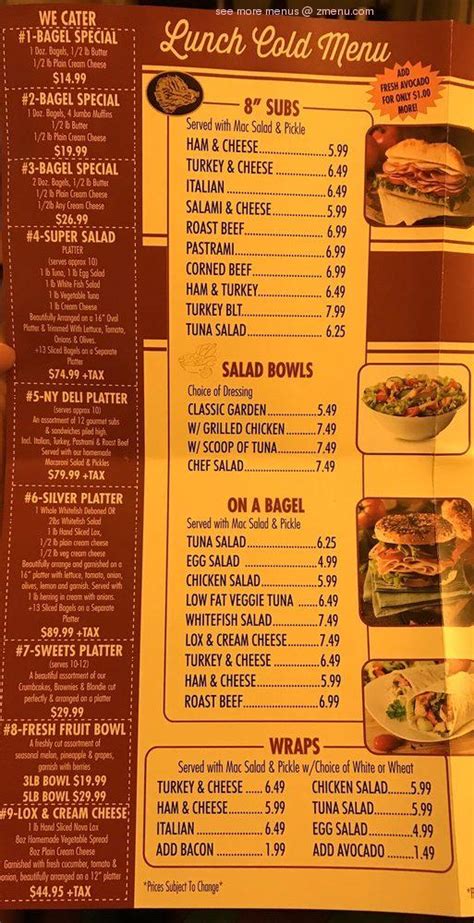 Menu at Bagel bazaar, Milltown, 244 Ryders Ln