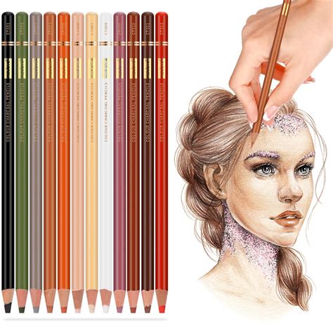 Buy Colour Charcoal Pencils Drawing Set, Skin Tone Pencils, Pastel Chalk for Sketching, Drawing ...