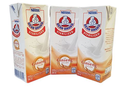 Nestle BEAR BRAND Sterilized Milk with Ginseng Extract Added - Vanilla Flavored Milk (12 pieces ...