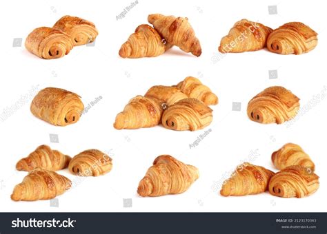 Set French Croissants Pain Au Chocolate Stock Photo 2123170343 ...