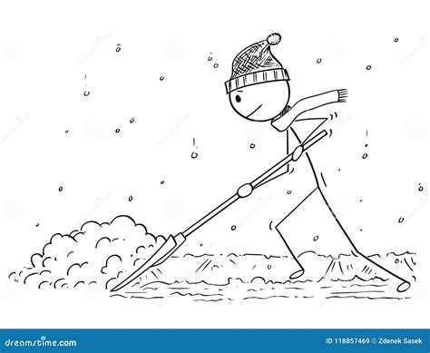 Cartoon Boy Shoveling Snow Vector Illustration | CartoonDealer.com #103587914