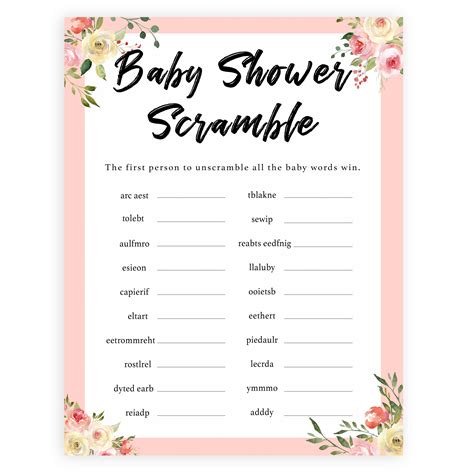 Free Printable Baby Shower Games For Girls