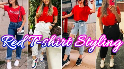 Red T-shirt With Jeans Outfits Ideas For Girls || by Look Stylish - YouTube