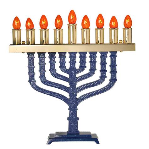 Electric Menorah For Hanukkah-Gold And Blue Knesset