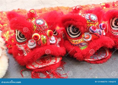 Lion dance of festival. stock photo. Image of gold, culture - 121468276