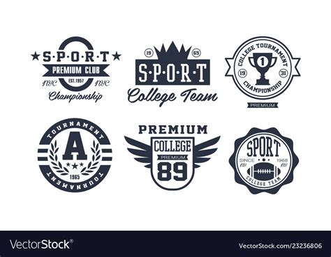 Sport college team logo design set vintage Vector Image