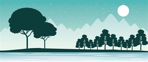 Moonlight River Scene 687524 Vector Art at Vecteezy