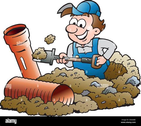 Vector Cartoon illustration of a Happy Sewer Master Handyman Stock ...