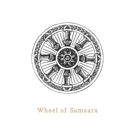 Premium Vector | Samsara wheel of life vector illustration in engraving style vintage pastiche ...