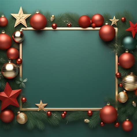 Premium AI Image | christmas frame with red and gold decorations on a ...