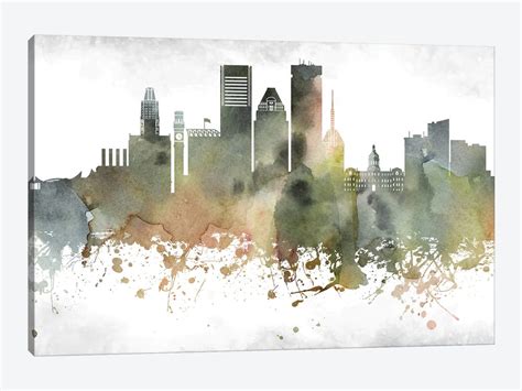 Baltimore Skyline Canvas Art by WallDecorAddict | iCanvas