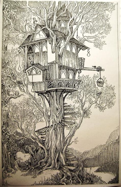 tree house pencil drawing - Goldie Luttrell