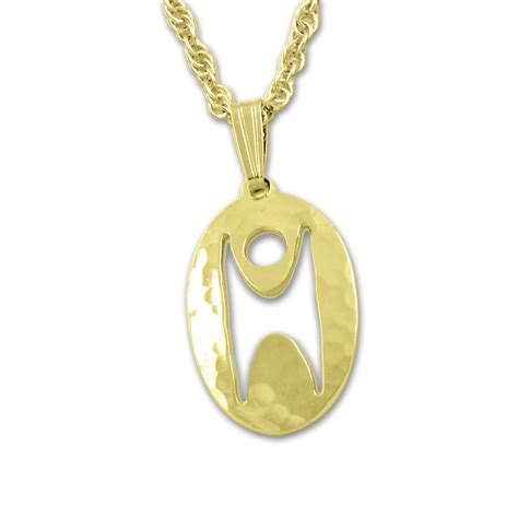 Humanist Oval Gold Necklace - [3/4'' Tall]