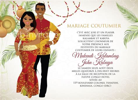 Mon Chouchou Congo Traditional Wedding Invitation | Traditional wedding invitations, Wedding ...