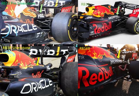 Comparison of the RB18's engine cover development with the engine covers of both the RB16 and ...