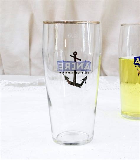 RESERVED FOR EMMA 2 Vintage French Beer Glasses Ancre Export Beer From ...