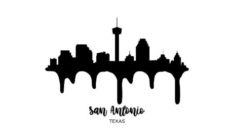 San Antonio Texas Usa Black Skyline Silhouette Vector Illustration On ...