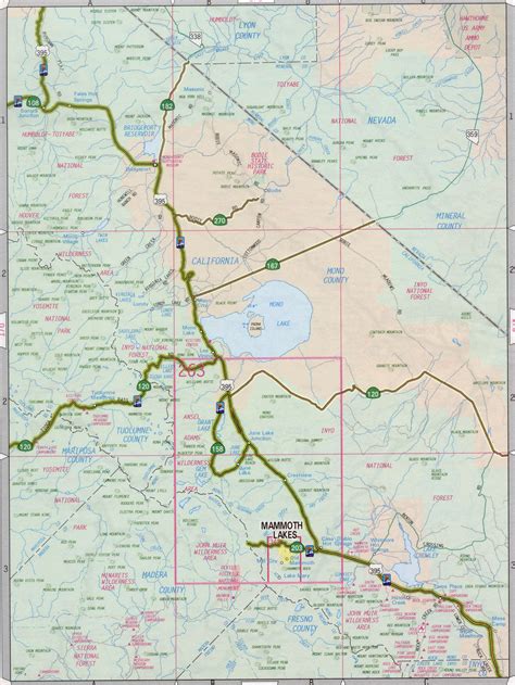 Map of Mono county, California. Free large detailed road map Mono