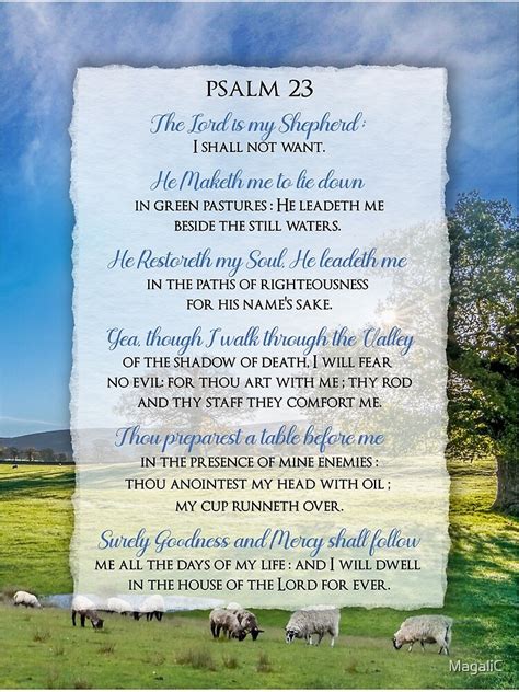 "Psalm 23 - The Lord is my Shepherd prayer." Poster for Sale by MagaliC | Redbubble