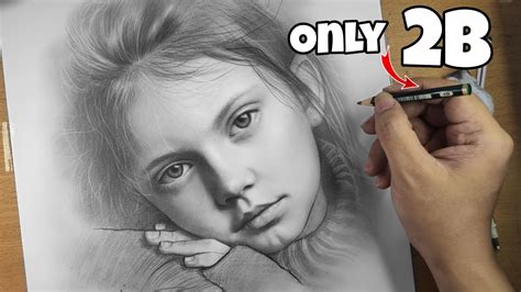 Realistic Portrait Drawing Just a 2B Pencil - YouTube