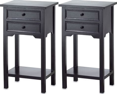 2 small black End side bedside Table bedroom Nightstand 2 drawer shelf ...