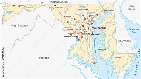 maryland road map Stock Vector | Adobe Stock