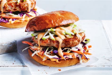 Easy chicken burgers with apple and slaw recipe