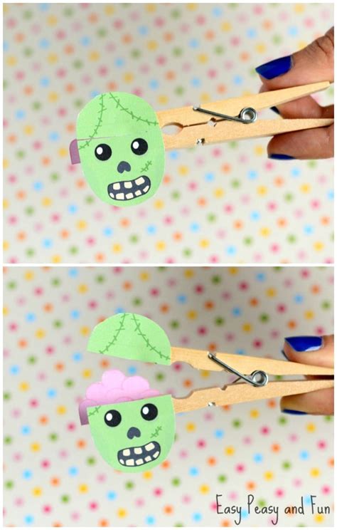 Clothespin Zombie Puppet Craft - Halloween Crafts for Kids - Easy Peasy and Fun