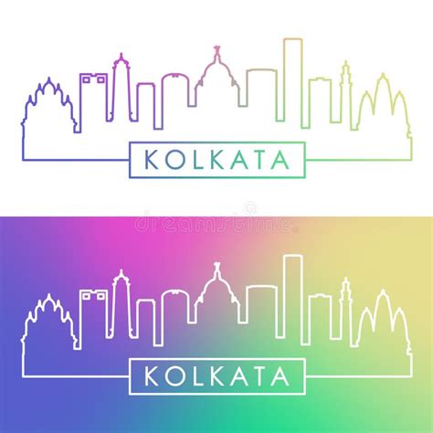 Kolkata Skyline Silhouette in Colorful Geometric Style. Stock Vector ...