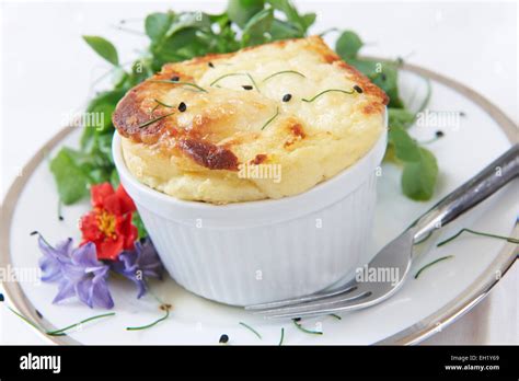 Cheese Souffle Served In Ramekin Stock Photo - Alamy