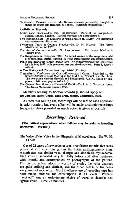 The Value of the Voice in the Diagnosis of Myxoedema | British Journal of General Practice