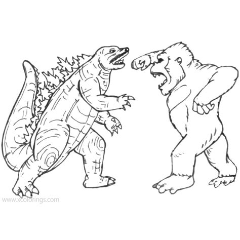 Battle of Godzilla Vs Kong Coloring Pages - XColorings.com