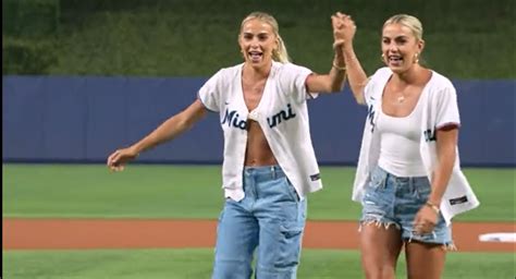 The Cavinder Twins Threw Out The 1st Pitch At An MLB Game Monday - The Spun