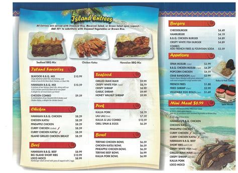 Aloha Hawaiian BBQ menu in Corona, California, USA