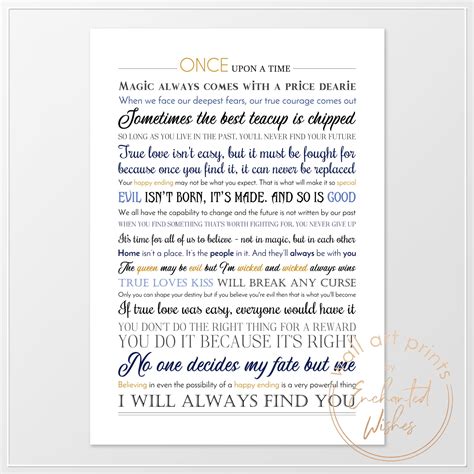 Once Upon a Time Quotes Print - Movie Quote Wall Art