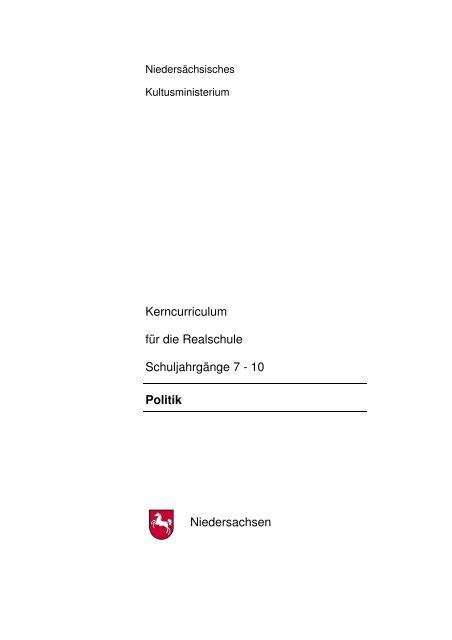 Kerncurriculum für die Realschule Schuljahrgänge 7 - 10 Politik ...