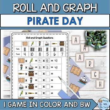 Pirate Day Multiplication and Addition Roll and Graph Game | TPT