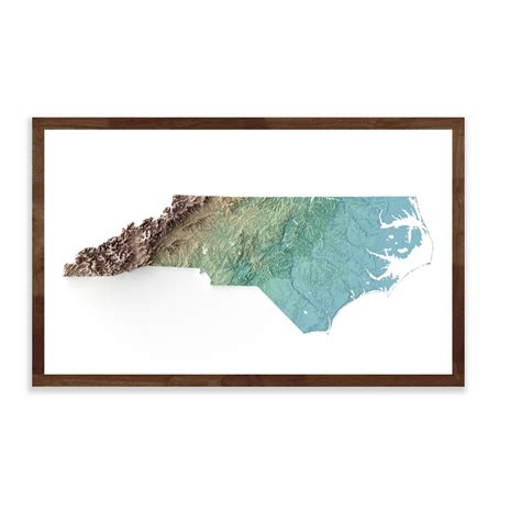 North Carolina Shaded Relief Map Earth Tones II - Etsy