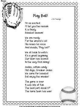 Baseball Poetry by Ann Fausnight | Teachers Pay Teachers