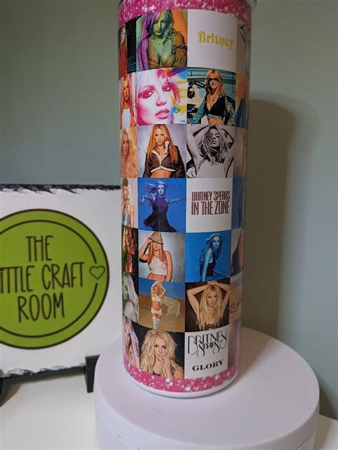 Britney Spears Photo Album Cover Pink Glitter Skinny Tumbler Gift - Etsy