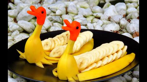 How to Make Banana Decoration | Banana Art | Fruit Carving Banana Garnishes - YouTube