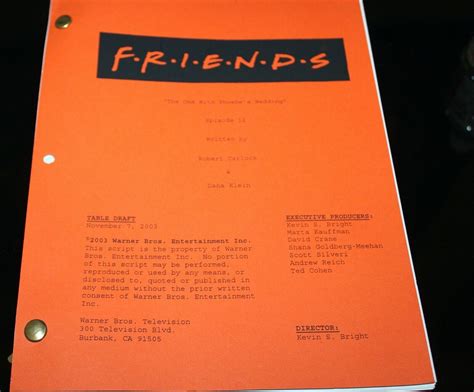 NBC FRIENDS TV SERIES SHOW SCRIPT THE ONE WITH PHOEBE'S WEDDING ...